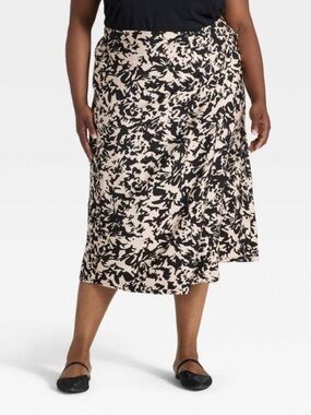 Abstract Faux Wrap Skirt